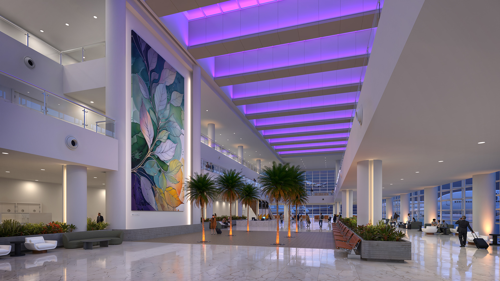 Hydrel luminaires lights up interior of airport terminal